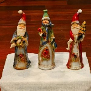 Set of 3 Vintage Hand Painted Santa's & Snowman Figurines